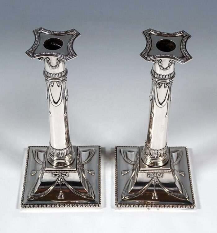 art nouveau silver candle holders from j m van kempen netherlands 1900s set of 2 2