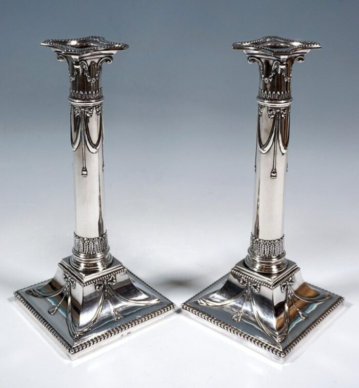 art nouveau silver candle holders from j m van kempen netherlands 1900s set of 2 3