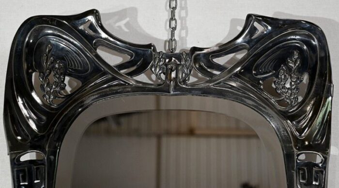 art nouveau silver metal mirror 1890s 4