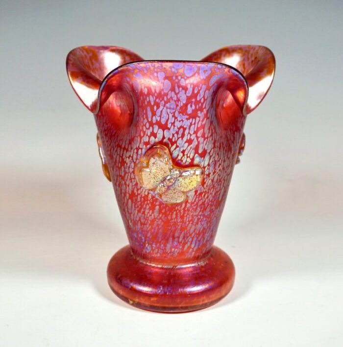 art nouveau vase with applied butterflies from loetz 1890s 2