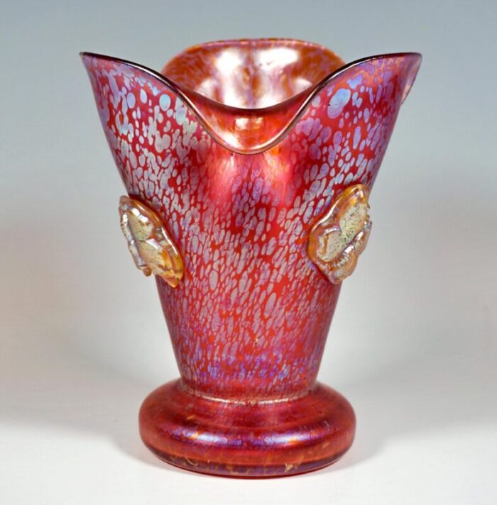 art nouveau vase with applied butterflies from loetz 1890s 3