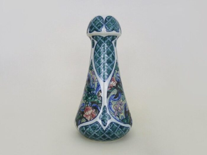 art nouveau vase with floral decoration in earthenware by h gillieron 1920s 2