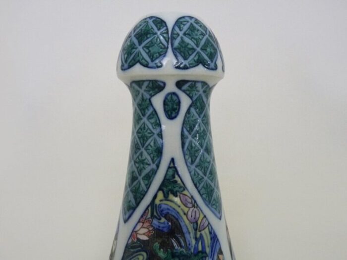 art nouveau vase with floral decoration in earthenware by h gillieron 1920s 4