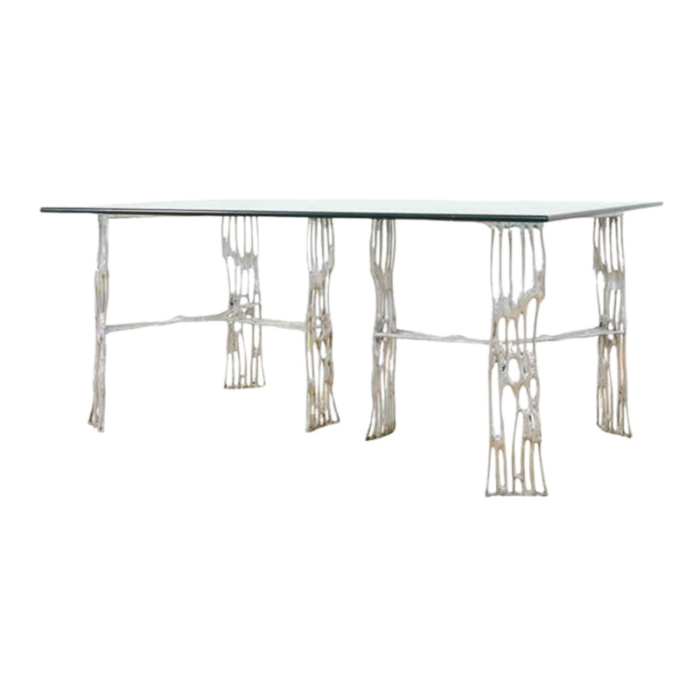 arthur court saguaro aluminum double pedestal dining table 6286