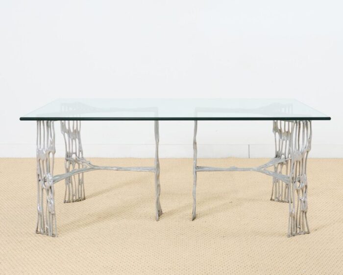 arthur court saguaro aluminum double pedestal dining table 7863