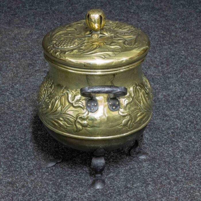 arts and crafts brass log bin 1890s 1