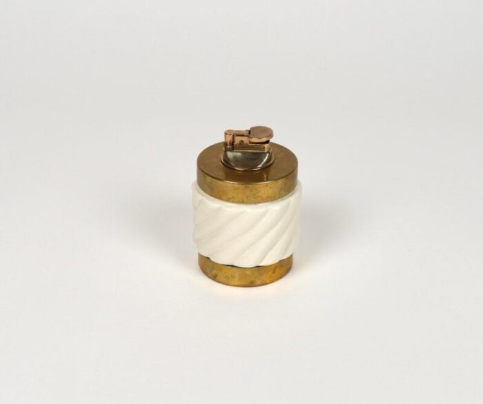 ashtray and lighter in ceramic and brass attributed to tommaso barbi italy 1970s set of 2 14