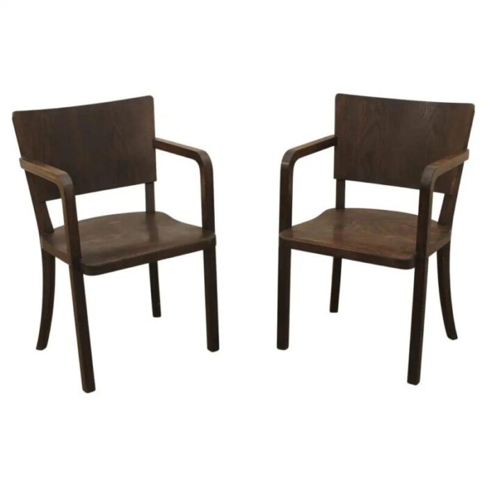 bentwood writing desk armchairs czechoslovakia 1950s set of 2 2602