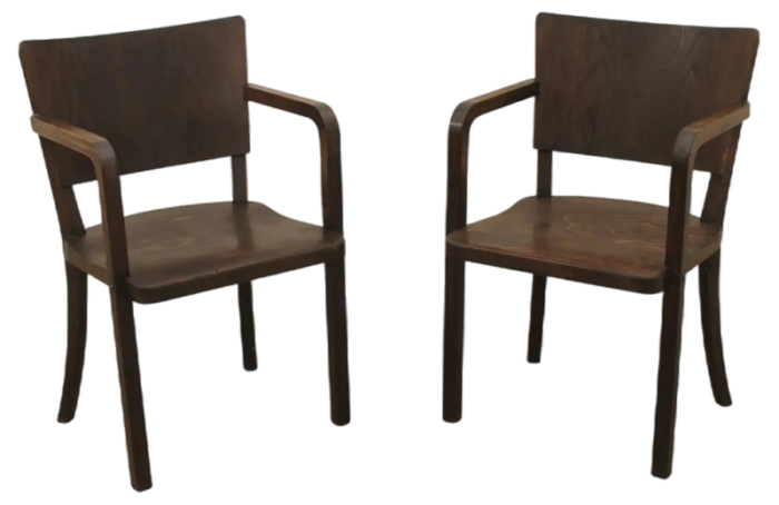 bentwood writing desk armchairs czechoslovakia 1950s set of 2 7496