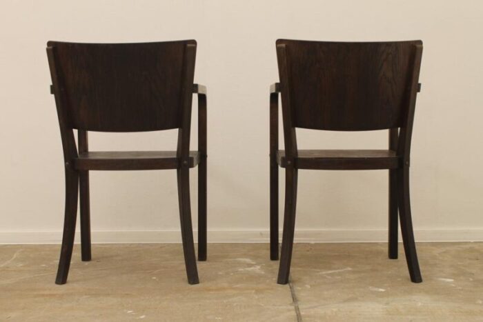 bentwood writing desk armchairs czechoslovakia 1950s set of 2 9009