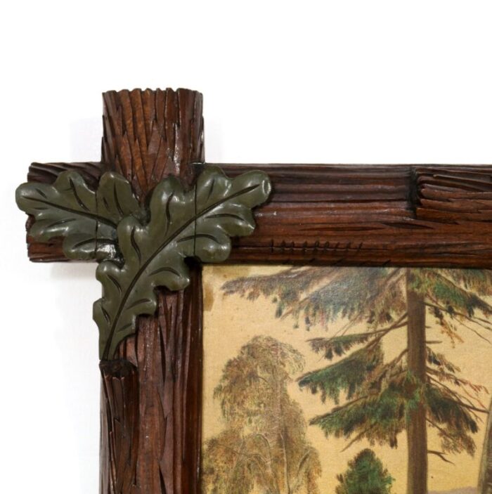 black forest hand carved fruitwood frame germany 1900s 5