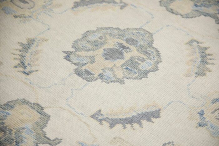 blue floral design handwoven wool turkish oushak rug 84 x 102 1217