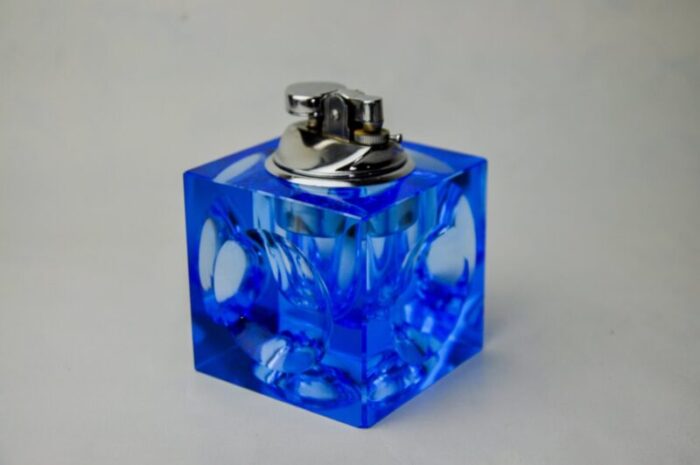 blue murano glass magnifying lighter attributed to antonio imperatore italy 1970s 1