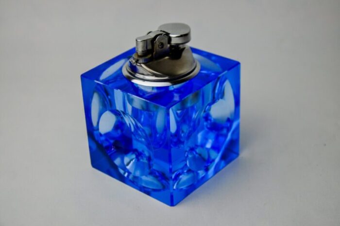 blue murano glass magnifying lighter attributed to antonio imperatore italy 1970s 3