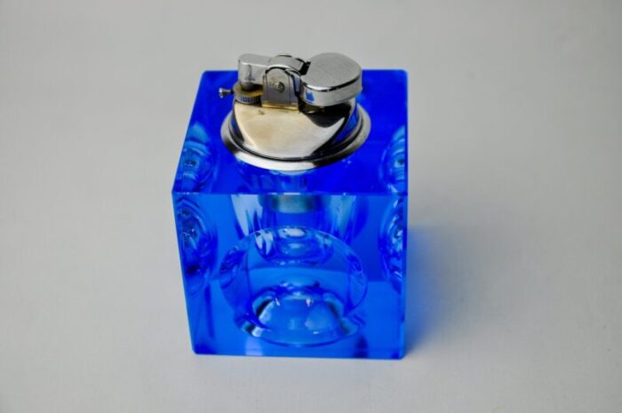 blue murano glass magnifying lighter attributed to antonio imperatore italy 1970s 4