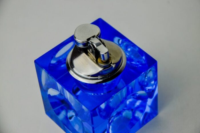 blue murano glass magnifying lighter attributed to antonio imperatore italy 1970s 5