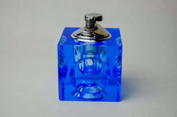 blue murano glass magnifying lighter attributed to antonio imperatore italy 1970s 6