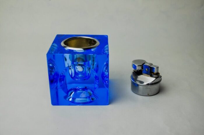 blue murano glass magnifying lighter attributed to antonio imperatore italy 1970s 7