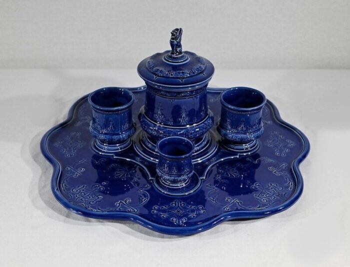 blue service in choisy le roy earthenware set of 5 1