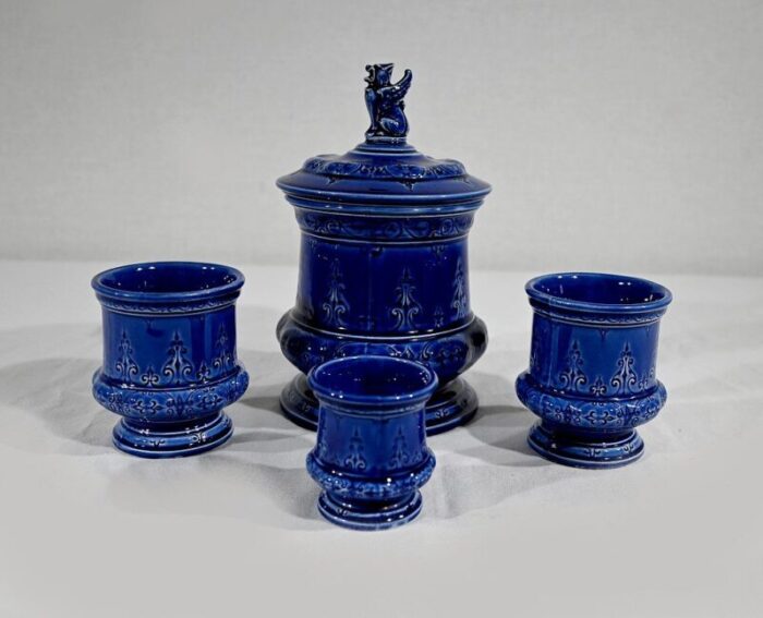 blue service in choisy le roy earthenware set of 5 10