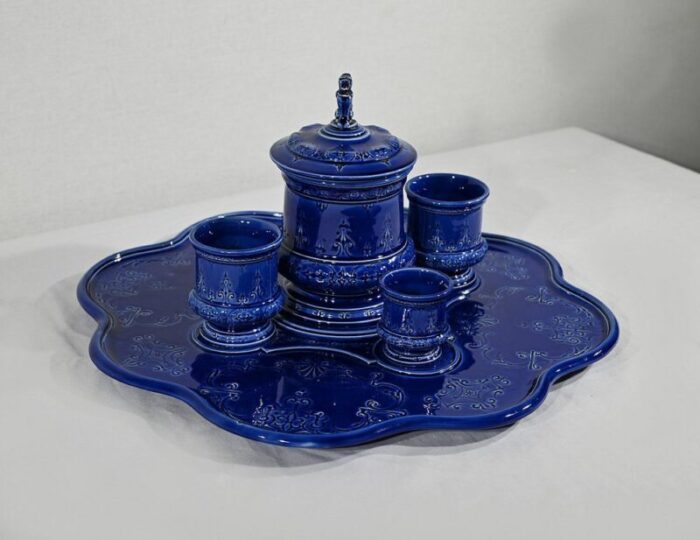 blue service in choisy le roy earthenware set of 5 2