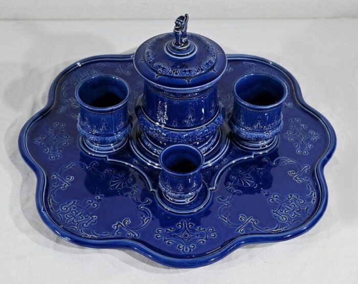 blue service in choisy le roy earthenware set of 5 4