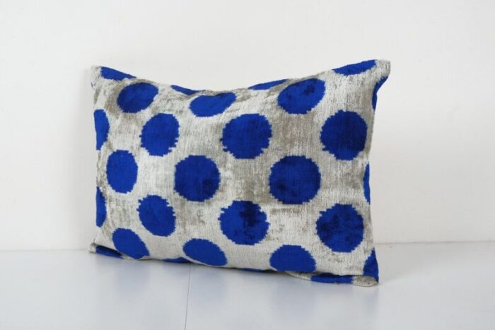 blue silk and velvet ikat cushion cover 2010s 2