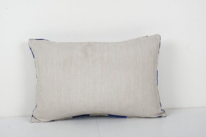 blue silk and velvet ikat cushion cover 2010s 4