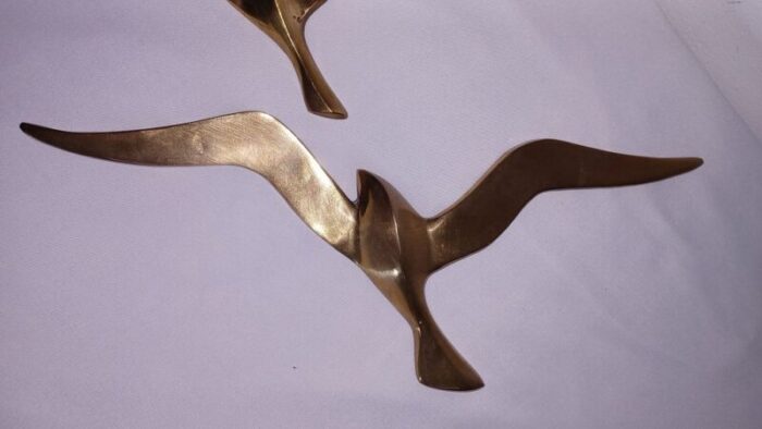 brass bird wall decorations 1970s set of 2 4