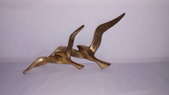 brass bird wall decorations 1970s set of 2 6