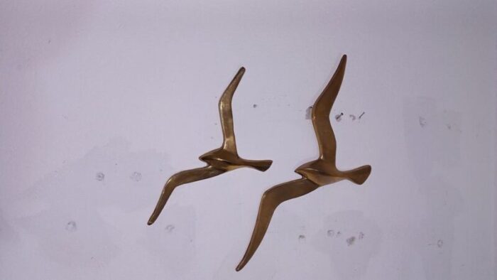 brass bird wall decorations 1970s set of 2 8