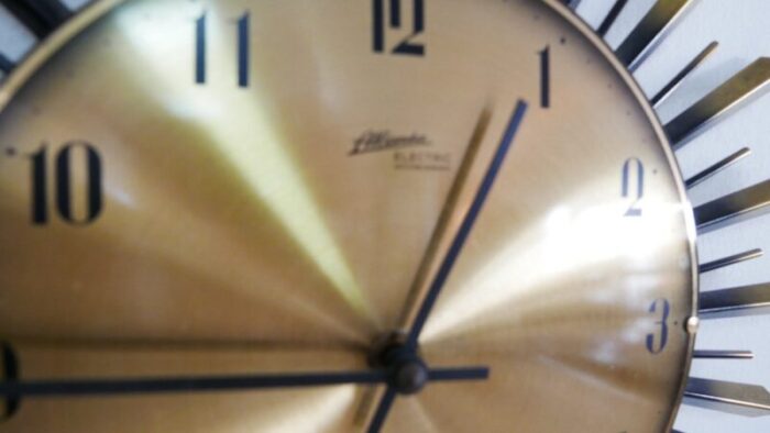 brass sunburst wall clock from atlanta electric germany 1960s 8