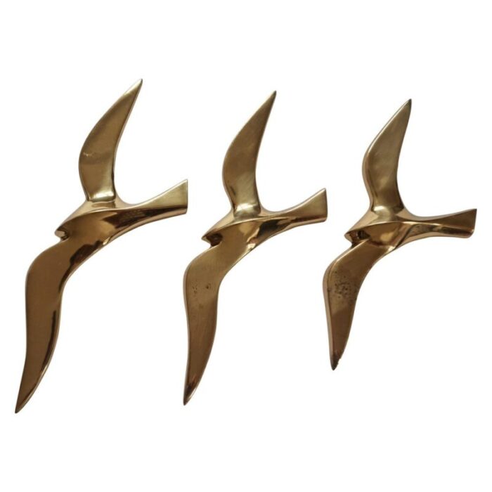 brass wall decor sculptures of seagulls austria 1963 set of 3 1