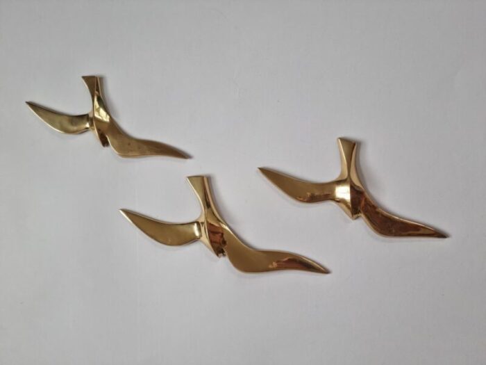 brass wall decor sculptures of seagulls austria 1963 set of 3 11