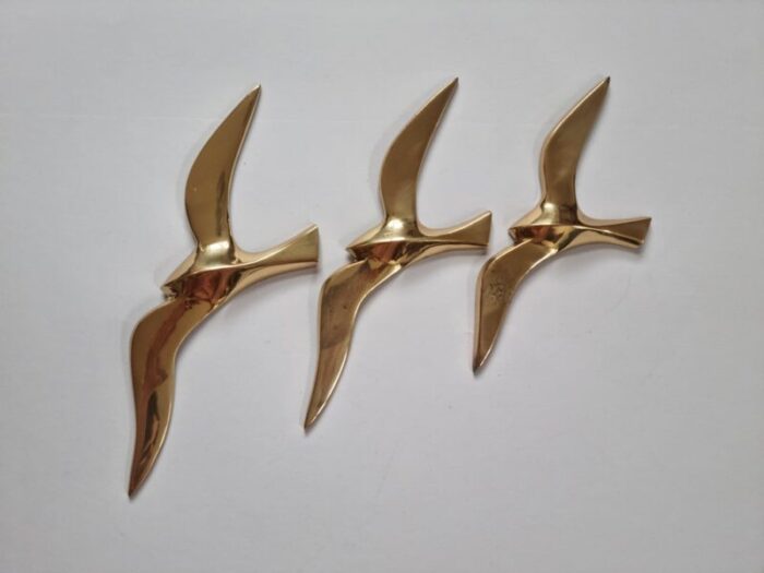 brass wall decor sculptures of seagulls austria 1963 set of 3 12