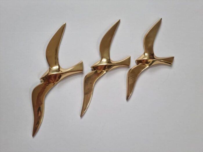 brass wall decor sculptures of seagulls austria 1963 set of 3 13