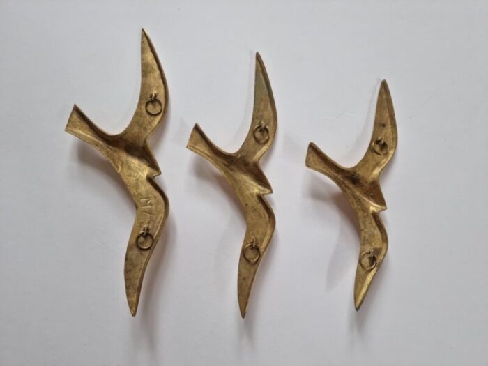 brass wall decor sculptures of seagulls austria 1963 set of 3 14