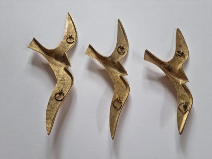 brass wall decor sculptures of seagulls austria 1963 set of 3 15