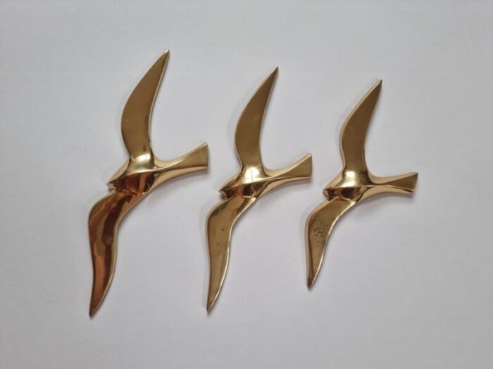 brass wall decor sculptures of seagulls austria 1963 set of 3 2