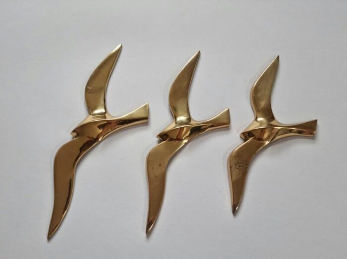 brass wall decor sculptures of seagulls austria 1963 set of 3 3