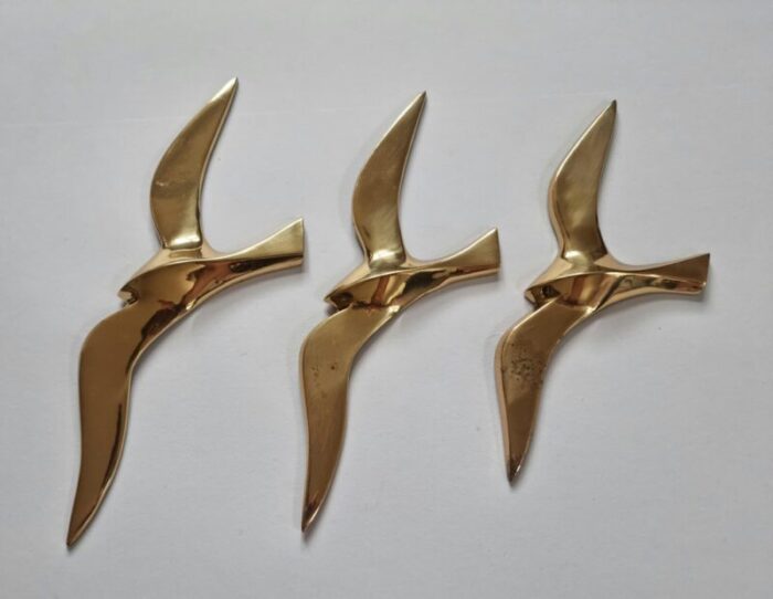 brass wall decor sculptures of seagulls austria 1963 set of 3 4