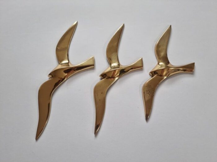 brass wall decor sculptures of seagulls austria 1963 set of 3 5