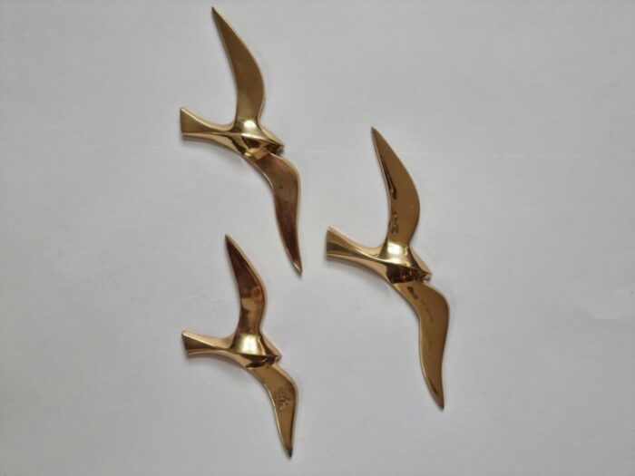 brass wall decor sculptures of seagulls austria 1963 set of 3 6