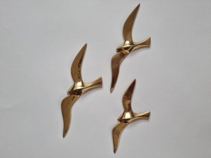 brass wall decor sculptures of seagulls austria 1963 set of 3 7