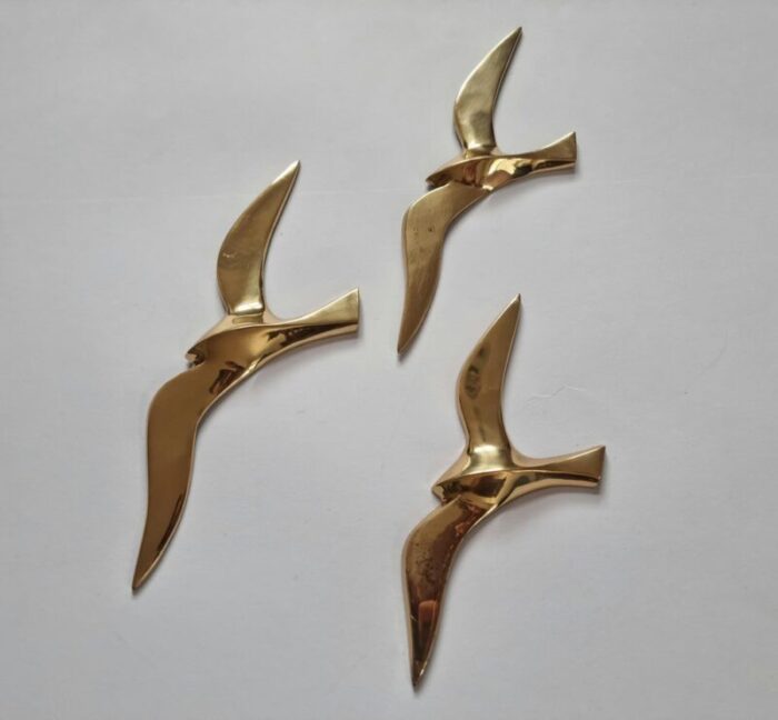 brass wall decor sculptures of seagulls austria 1963 set of 3 8