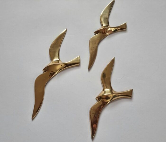 brass wall decor sculptures of seagulls austria 1963 set of 3 9