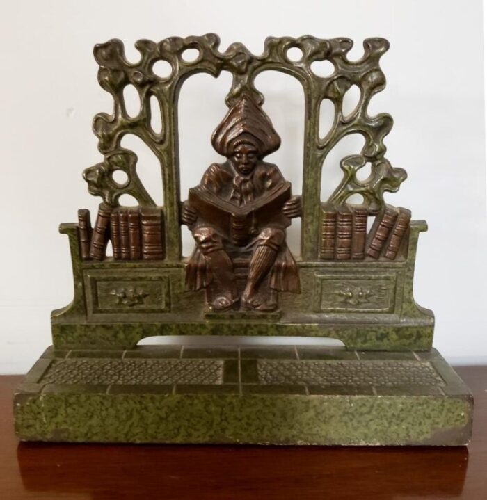 bronze art nouveau scholar library bookends 5801