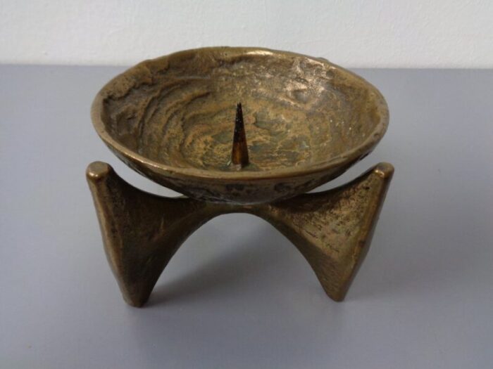 brutalist bronze candleholder by michael harjes 1960s 1