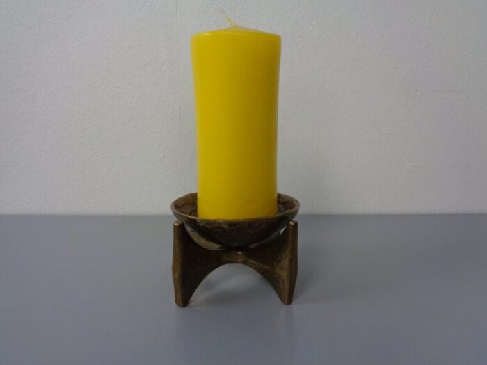 brutalist bronze candleholder by michael harjes 1960s 10