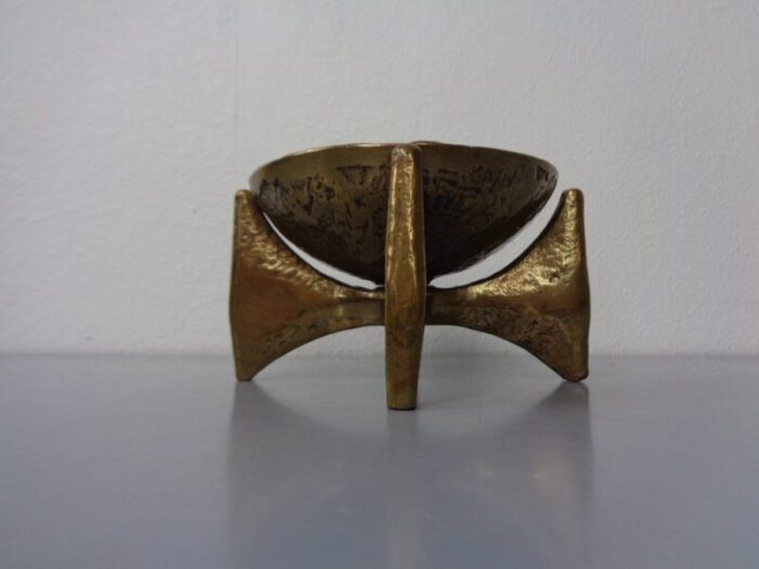 brutalist bronze candleholder by michael harjes 1960s 2